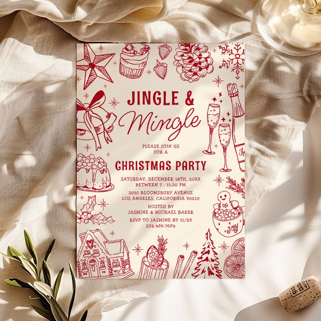 Mysigt Red Doodle jul Party Inbjudningar (Skapare uppladdad)
