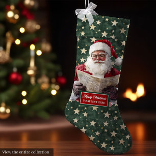 Mysigt Red Grönt Santa Stock med ditt namn Skriv u Stor Julstrumpa