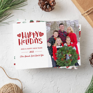 Mysigt Red Nordic Hearts God jul Photo Card Julkort