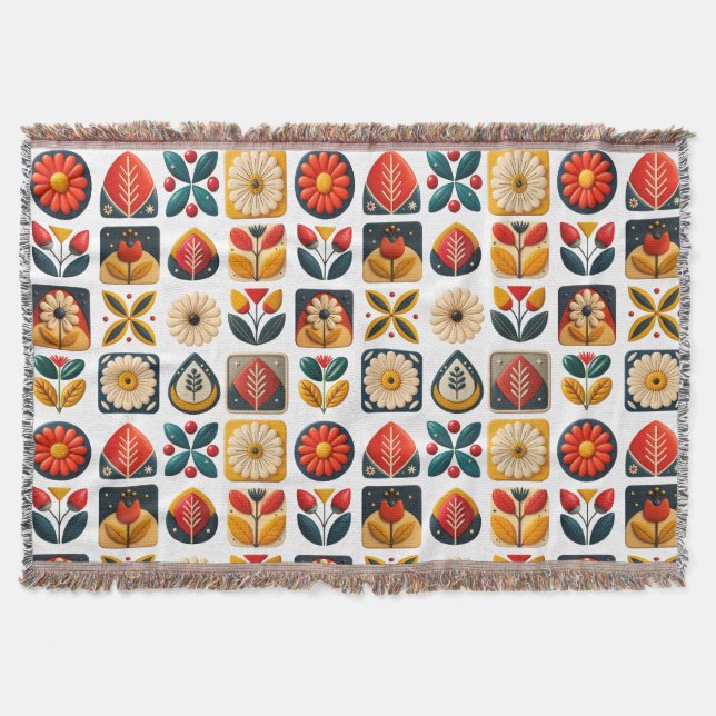 Mysigt Retro-Blommigt-design Filt (Framsidan)