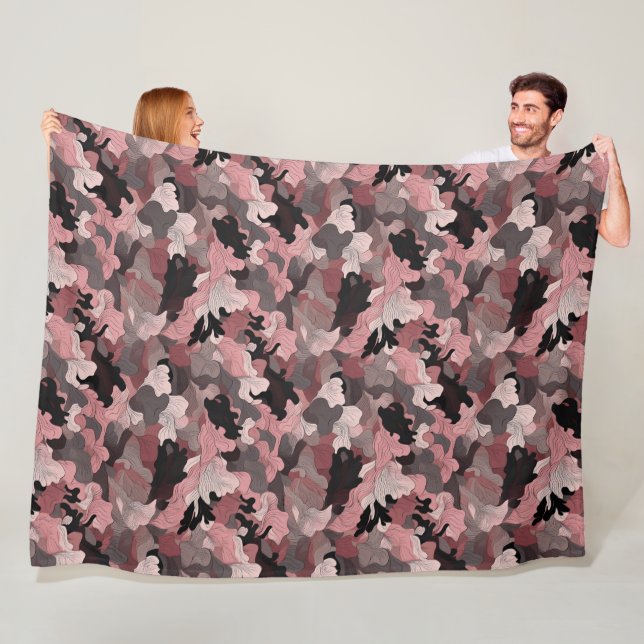 Mysigt  Rosa Camouflage Blanket för Snyggt Com Fleecefilt (På plats)