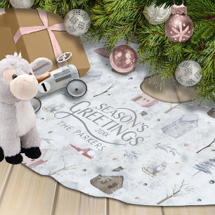 Mysigt Rosa-ID för jul hemma Julgransmatta Borstad Polyester