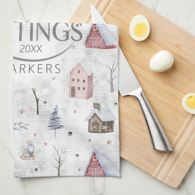 Mysigt Rosa-ID för jul hemma Kökshandduk (Vikt i Fjärdedel)