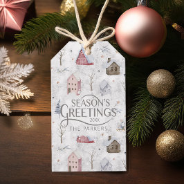 Mysigt Rosa-ID för jul hemma Presentetikett