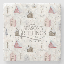 Mysigt Rosa-ID för jul hemma Stenunderlägg