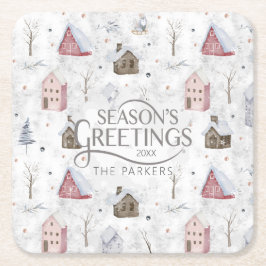 Mysigt Rosa-ID för jul hemma Underlägg Papper Kvadrat