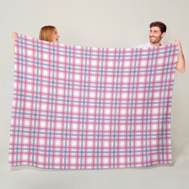 Mysigt Rosa och blått tartan Fleecefilt (På plats)