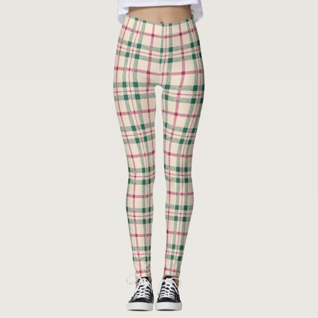 Mysigt Rosa- och Grönt av Cream Tartan Play Leggings (Framsida)