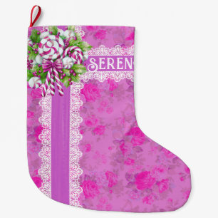 Mysigt Rosa och Lila julklapp Stor Julstrumpa