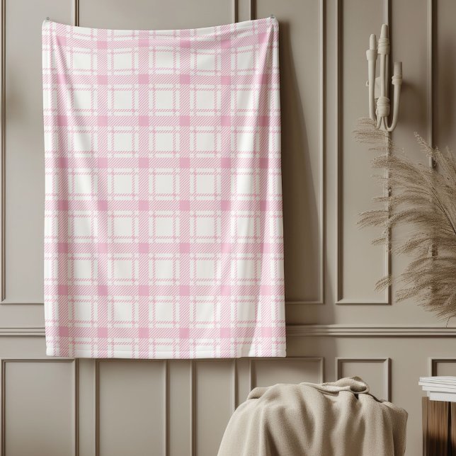 Mysigt Rosa-styrd Snyggt för trådstyrd trålning Fleecefilt (Cozy Pink Checkered Throw Warm Stylish Touch Fleece Blanket)