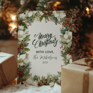 Mysigt Rustic Evergreen jul Julkort
