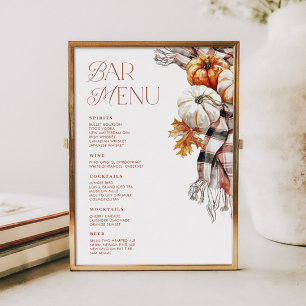 Mysigt Rustic Fall 5x7 Pub Drink Menu Inbjudningar