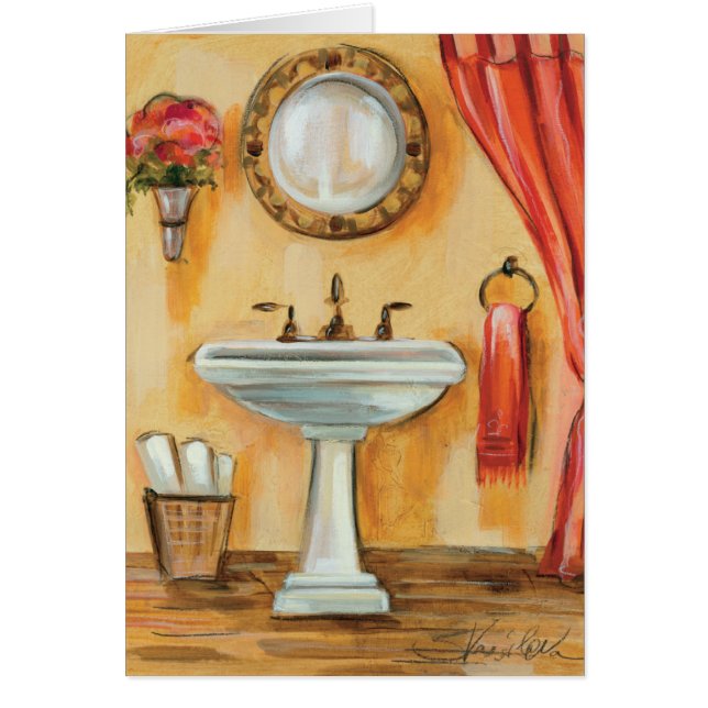 Mysigt samtida badrum hälsningskort (Framsidan)