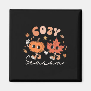 Mysigt säsong: Retro Groovy Stil Höst löv Pumpkin Magnet