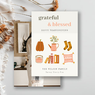 Mysigt Scandi Autumn Essential Photo Thanksgiving Julkort