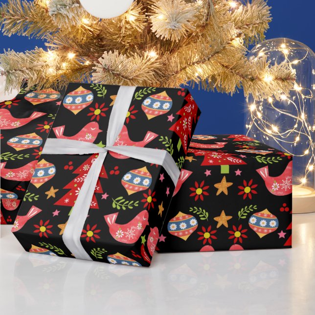 Mysigt skandinavisk folkkonst jul presentpapper (Helgdagar)