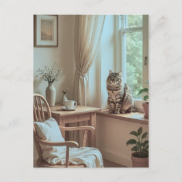 Mysigt skandinavisk fönsternook - minimalistisk vykort