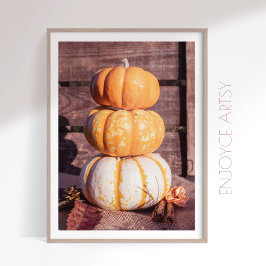 Mysigt skorsten av orange pumpor fotoramkonst poster