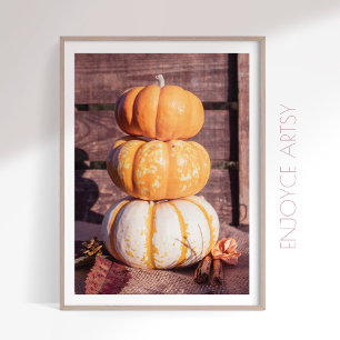 Mysigt skorsten av orange pumpor fotoramkonst poster