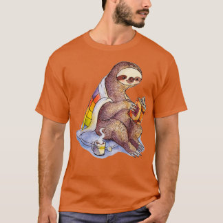 Mysigt Sloth i Blanket T Shirt