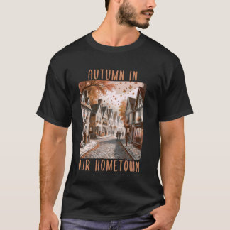 Mysigt Small Town Fall Höst löv Cottagecore Tow T Shirt