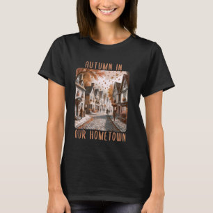 Mysigt Small Town Fall Höst löv Cottagecore Tow T Shirt