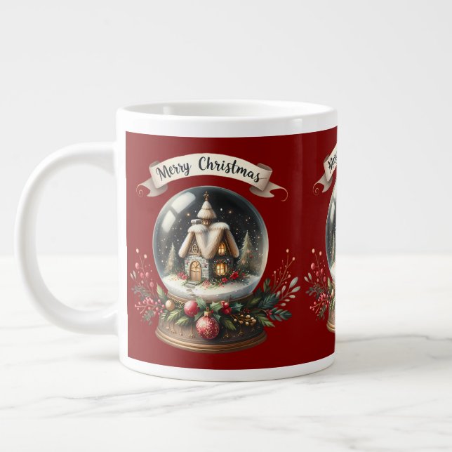 Mysigt Snö Globe Cottage Scene Jumbo Mugg (Vänster)