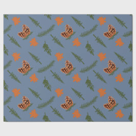 Mysigt sömlös radbrytning Papper med Pinecones Presentpapper