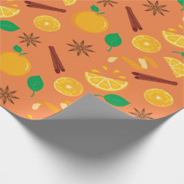 Mysigt Star Anise och Orangar Sömlös Thanksgiving Presentpapper