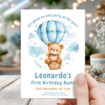 Mysigt Teddy Balloon 1:a födelsedagen