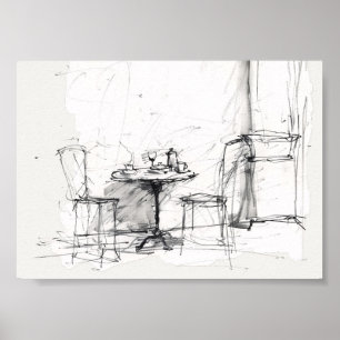 Mysigt utomhuskafé Bord - avslappnande kaffe Poster
