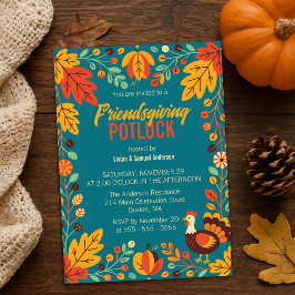 Mysigt Vibrant Autumn Harvest Friendsgiving Potluc Inbjudningar