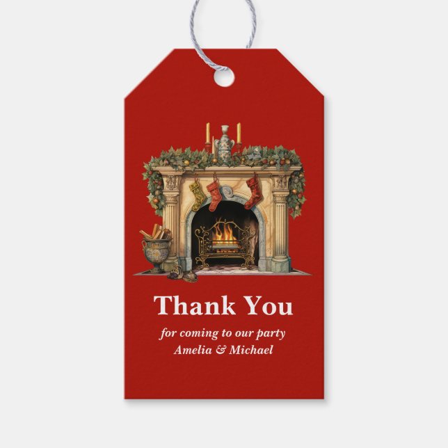 Mysigt Victorian Fireplace-Tack Presentetikett (Framsidan)