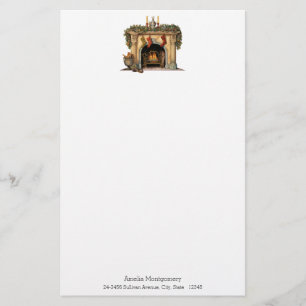 Mysigt Viktoriansk fireplace-jul Brevpapper