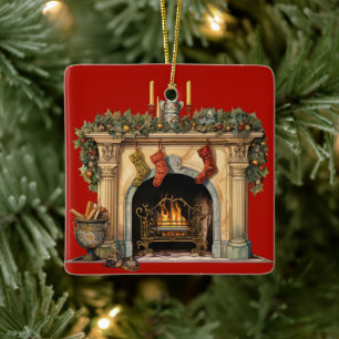 Mysigt Viktoriansk fireplace-jul Julgransprydnad Keramik