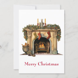 Mysigt Viktoriansk fireplace-jul Julkort