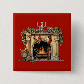 Mysigt Viktoriansk fireplace-jul Knapp