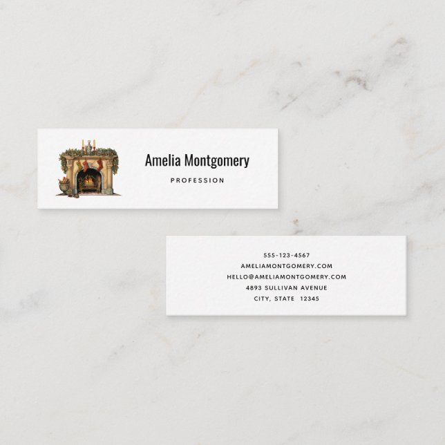 Mysigt Viktoriansk fireplace-jul Mini Visitkort (Fram/baksida)