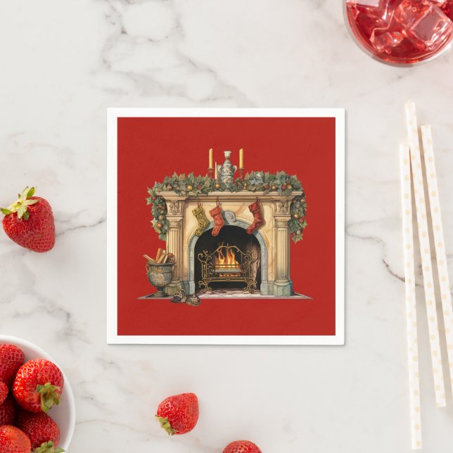 Mysigt Viktoriansk fireplace-jul Pappersservett (Insitu)