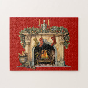 Mysigt Viktoriansk fireplace-jul Pussel