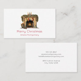 Mysigt Viktoriansk fireplace-jul Visitkort