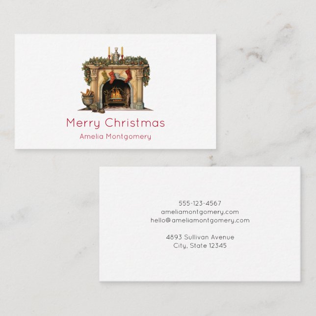 Mysigt Viktoriansk fireplace-jul Visitkort (Fram/baksida)