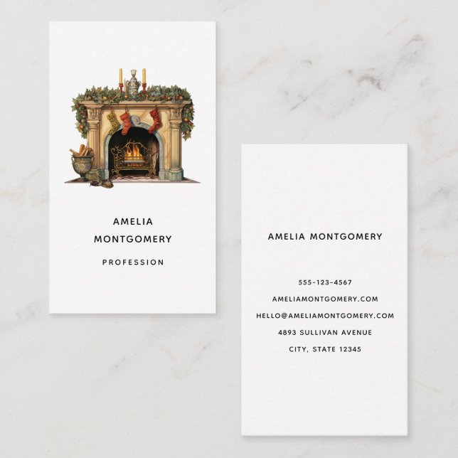 Mysigt Viktoriansk fireplace-jul Visitkort (Fram/baksida)