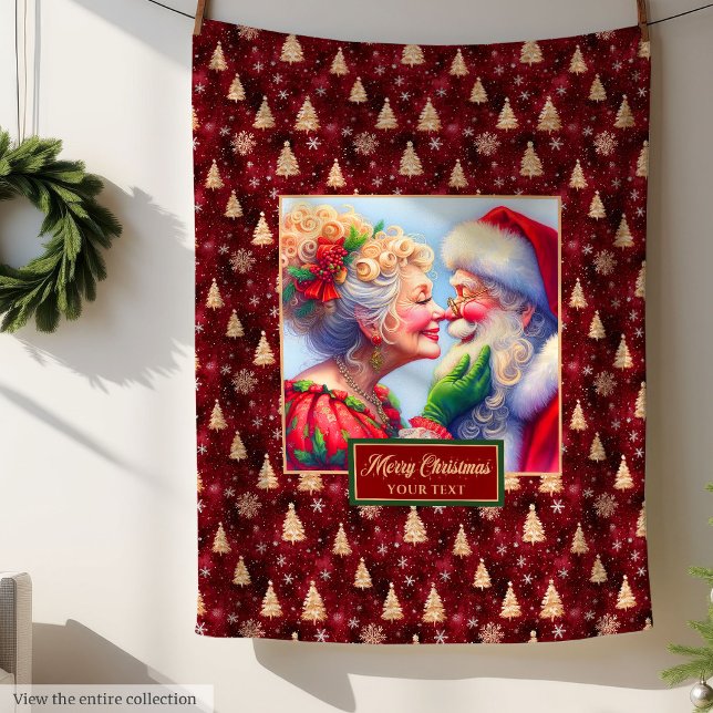 Mysigt Vintage i julafton, Gift & Claus Gift Fleecefilt (Cozy Christmas Blanket Vintage Mr & Mrs Claus Gift)
