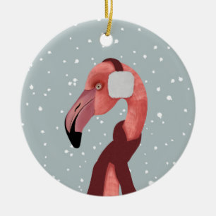 Mysigt vinter-lamingo med scarf Julgransprydnad Keramik