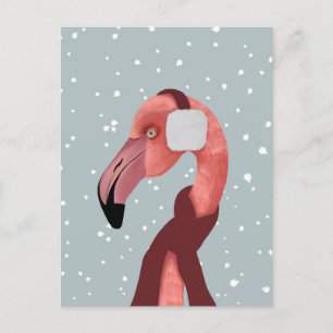Mysigt vinter-lamingo med scarf Vykort
