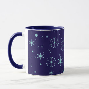 Mysigt vinterjul Snöflingor Midnight Blue Mugg