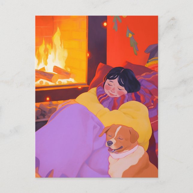 Mysigt vintermorgon vykort (Framsida)