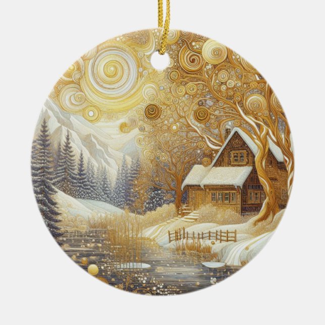 "Mysigt vintertid" Julgransprydnad Keramik (Framsidan)