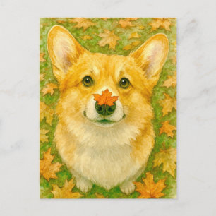 Mysigt vykort för hösten Corgi Charm